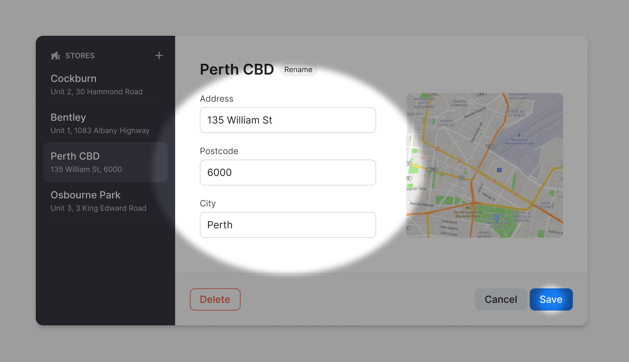 modify store data in main section